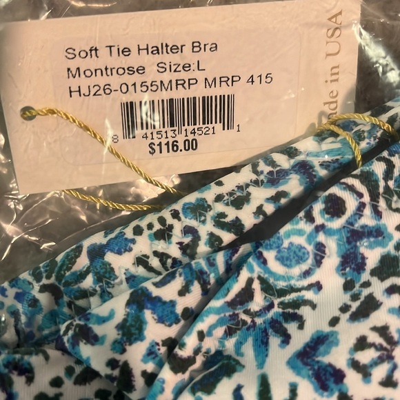 Helen Jon Soft Tie Halter Bikini Top Size L - Picture 3 of 3